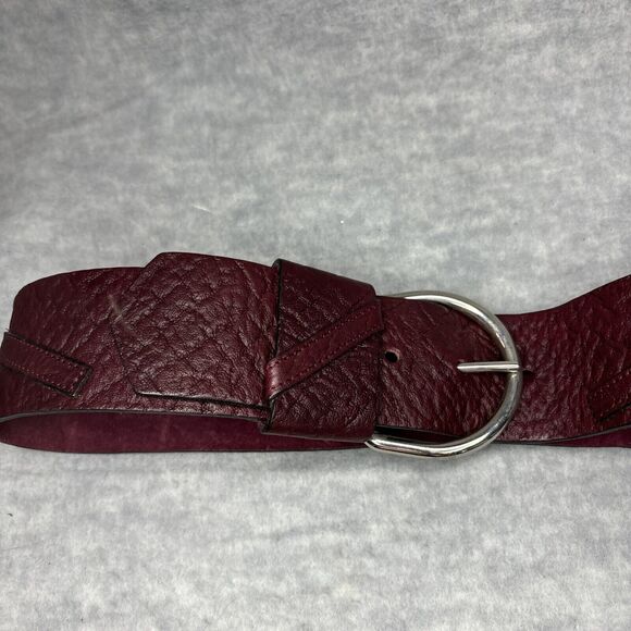 Gail Labelle Belt Vtg‎ 80s Wide Burgundy Textured Art to Wear Silver France Boho main image 15